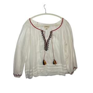 Denim & Supply Ralph Lauren Boho Embroidered Peasant Blouse XL Cotton